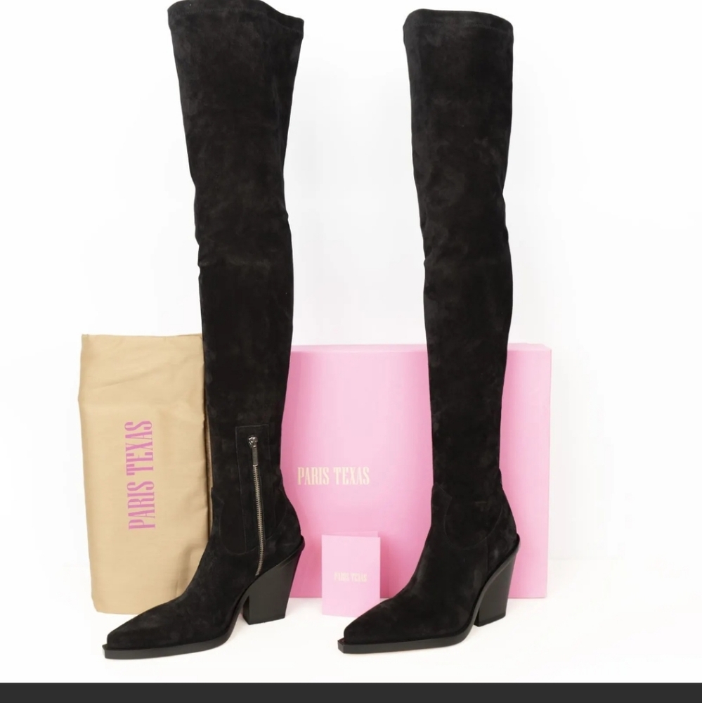 Paris Texas Black Over the Knee Boots